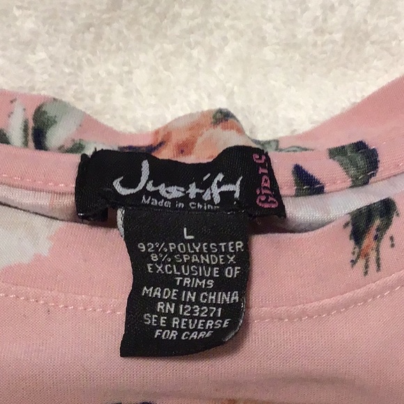 Justify girls Large pink floral long sleeve top - Picture 4 of 4